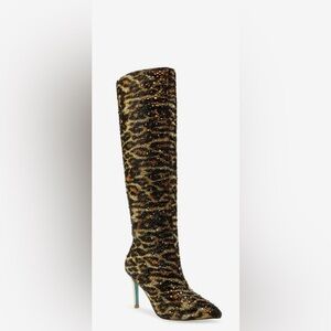 Betsey Johnson Leopard Print Over the Knee Boots